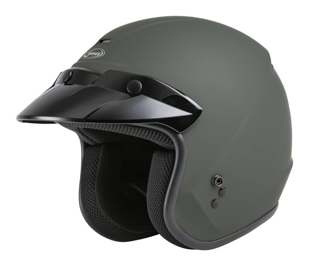 VCAN Cruiser Solid Flat Black Half Face Motorcycle Helmet with Drop-Down Sun Visor X-Small Removable Peak and Quick Release Buckle